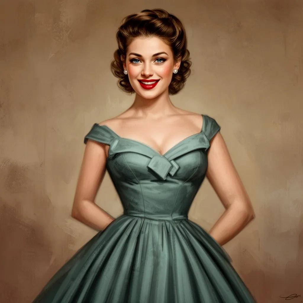 concept art A vintage-style photo of a woman in a 50s dress