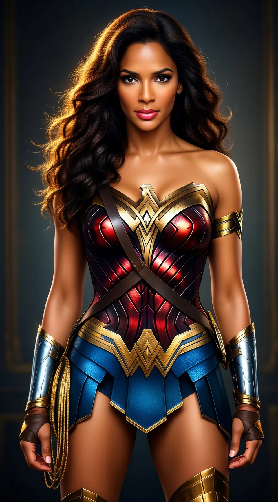 Hyper realistic digital painting, Full body illustration of Halle Berry as a