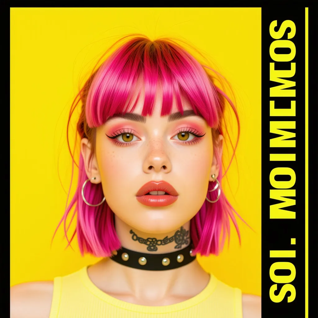 A magazine cover portrait of a young, up-and-coming female pop singer. She