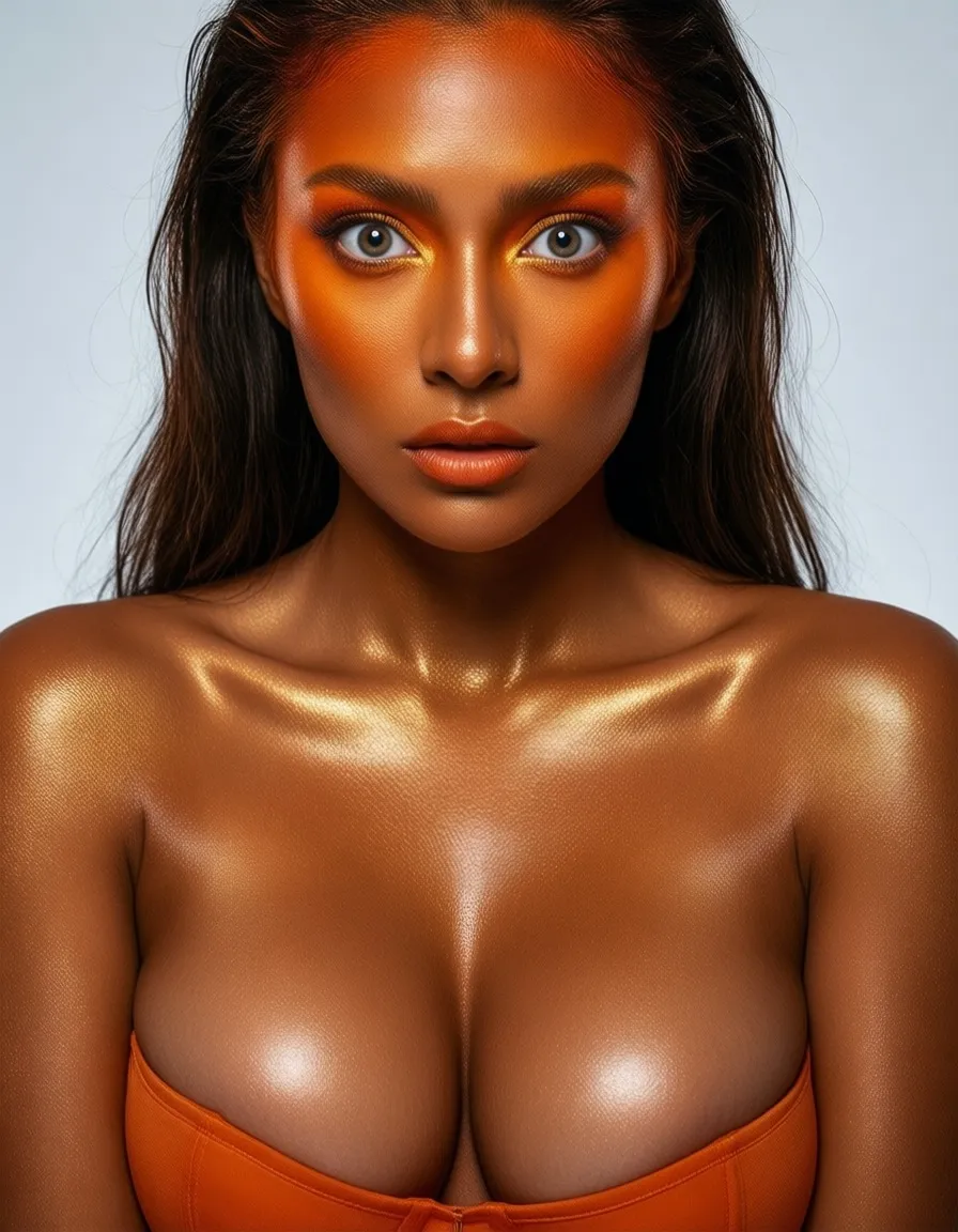 HDR photo of A provocative photograph of a model with ultra-large breasts