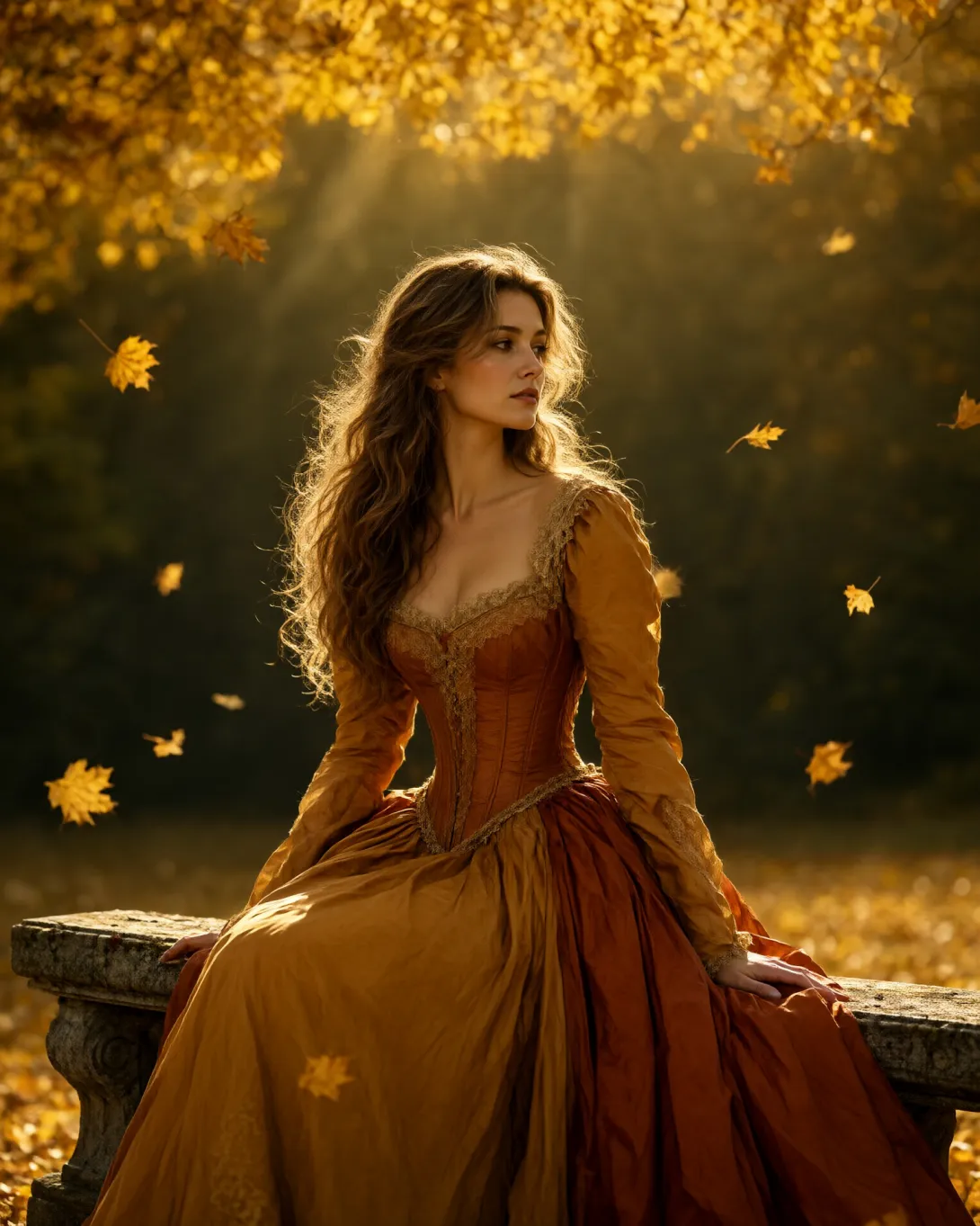 Realism, Vintage Cinematic Fine Art. Side-profile waist-up shot of a magnificent