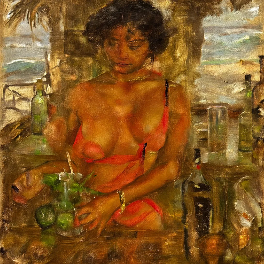 An impressionist-style painting by Edgar Degas of a young Latina woman