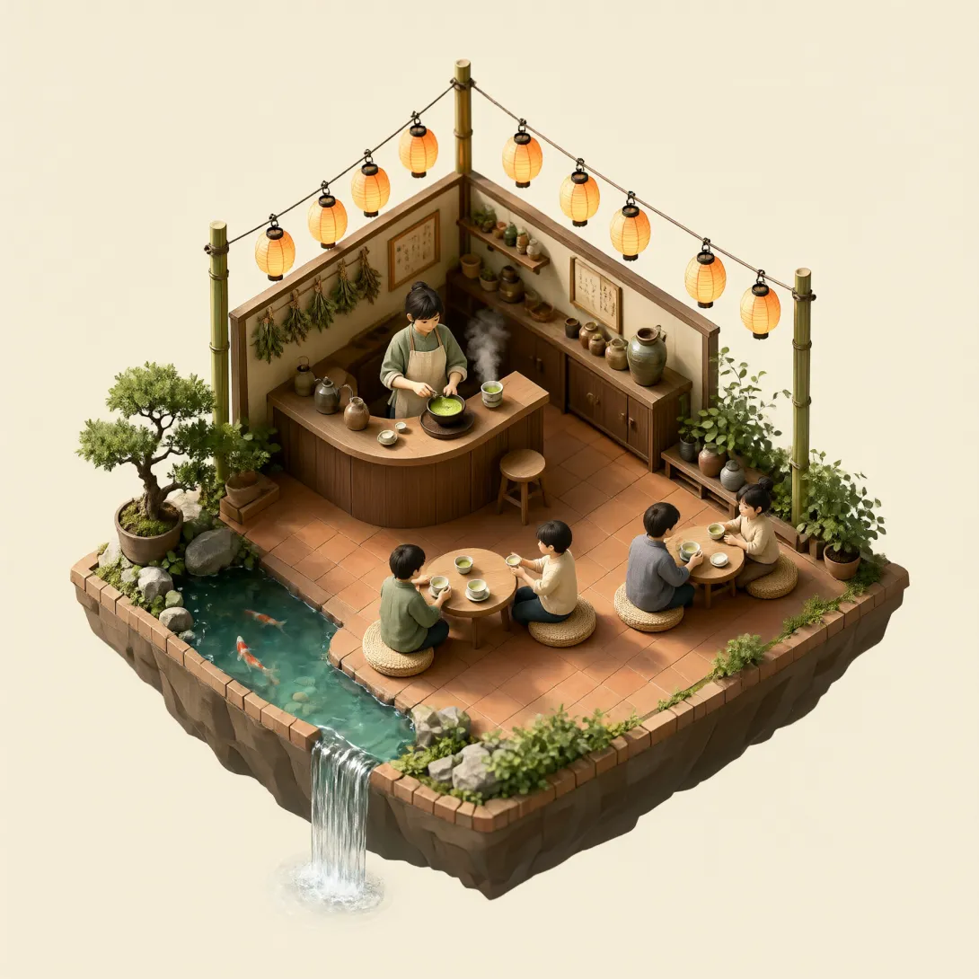 Isometric Art, low-poly 3D diorama style